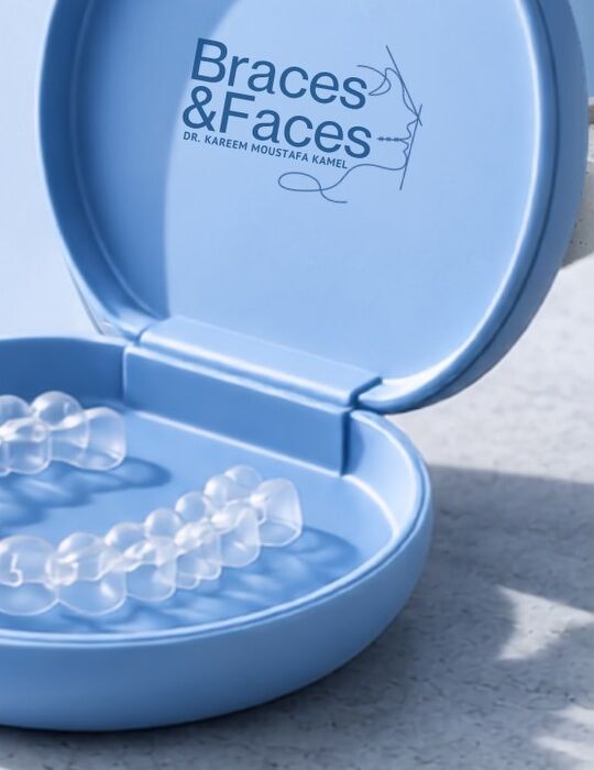 Clear aligners in a Braces & Faces case